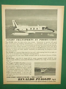 6/1969 PUB PIAGGIO P.166 PORTOFINO PD-808 AIRCRAFT AVION FLUGZEUG ORIGINAL AD - Picture 1 of 1