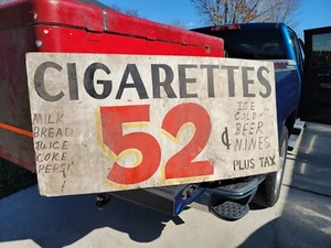 Vintage Painted Double Sided Wood Cigarette Sign Convenient General Store - Picture 1 of 2
