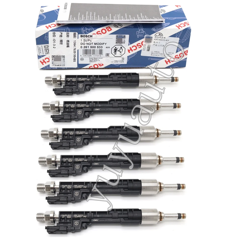 6x Inyectores de combustible originales Bosch 0261500533 OEM para BMW 535i F10 F30 13647639994 Foto 1 de 4