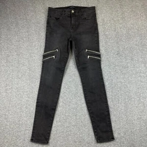 J Brand Jeans Womens 30 Black Skinny Dee Gravity High Rise Moto Zip Denim - Picture 1 of 13