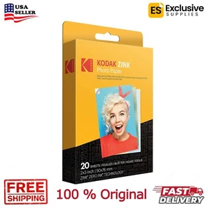 Kodak 2x3” Premium Zink Photo Paper - 20 Sheets Sticky-Backed Photo Paper - Picture 1 of 7