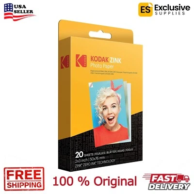 Kodak 2x3” Premium Zink Photo Paper - 20 Sheets Sticky-Backed Photo Paper - Image 1 of 4