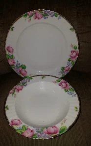 Mikasa Bone China Rose Garland Round Serving Platter and Vegatable Bowl Pink - Picture 1 of 7