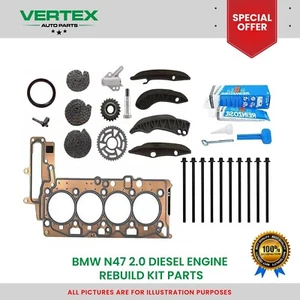 For BMW N47 Head Gasket With Bolts & Timing Chain Kit 2.0D 1X X3 X5 SERIES NEW - Picture 1 of 3