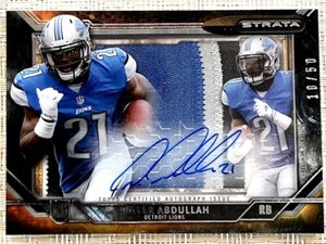2015 Ameer Abdullah Topps Strata Rookie Auto #/50 SP 3-color patch 🔥 Lions