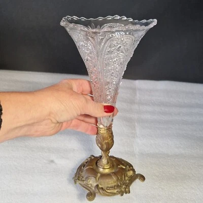 🔅 Vase cornet, soliflore en verre et bronze - Photo 1/4