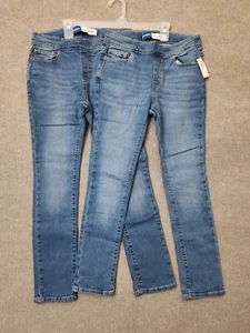 Old Navy Skinny Jeans Girls L 10-12 Blue Pull On Built in Tough Set of 2 NEW - Picture 1 of 8
