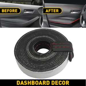 Red PU Leather Car Dashboard Decor Line Strip Sticker Trim Moulding Accessories - Picture 1 of 8