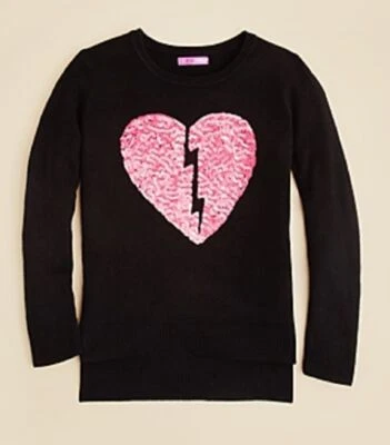 Aqua Girls' Sequin Broken Heart Sweater - Sizes L. - Image 1 of 2
