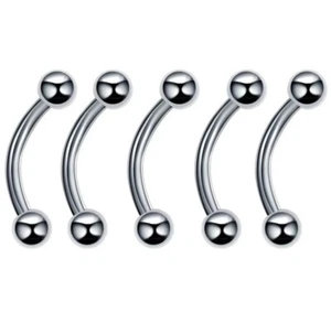 Silver Curve Eyebrow Bar Daith Rook Tragus Helix Nipple Barbell 18g - Picture 1 of 1