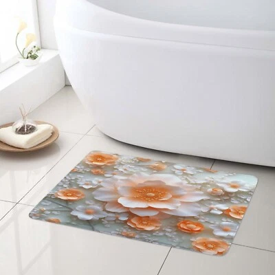 Farmhouse White and Orange Wildflower Shower Curtain Bathroom Accessories Set - Image 1 of 4