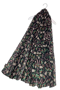 Damas Pan de jengibre y Caña de caramelo Estampado de Navidad Mujeres Bufanda Estolada SC-5135-A - Imagen 1 de 3