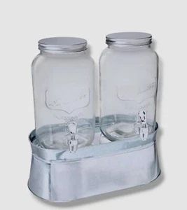 Circle Glass Clear Lancaster Mini Dual Elevated Drink Dispenser. - Picture 1 of 4