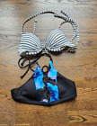 Victorias Secret Womens Xs Floral Halter And Black/White Striped Padded 32B