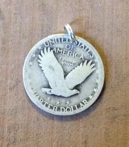 Standing Liberty Quarter 90% SILVER Eagle Pendant Coin Jewelry-ANTIQUE Vintage - Picture 1 of 1
