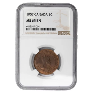 Canada 1907 Large Cent Coin - NGC MS-65 Brown - Picture 1 of 4