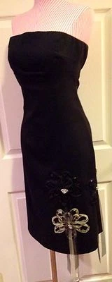 Vestido de cóctel RUTH elástico sin tirantes con estrás y bordado de lentejuelas talla 2 Foto 1 de 4