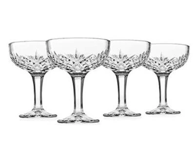 Godinger Champagne Coupe Barware Glasses - Set of 4, Dublin Crystal