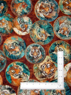 Tela de tigre animal por yarda ojo del tigre animales tigres algodón por QT Foto 1 de 2