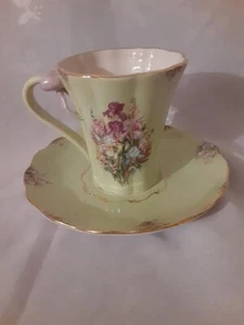 Lena Liu Bradford Garden Treasures Iris Medley Floral Teacup and Saucer - Picture 1 of 6