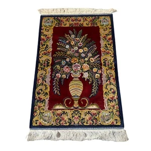 Alfombra florero de seda de lujo 60x89 cm elegante alfombra floral decoración del hogar - Imagen 1 de 8