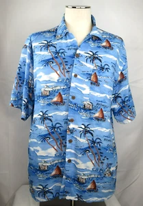 Mens Aloha Republic Hawaiian Shirt Sz XL Orca Whale Fish Ocean Button EUC - Picture 1 of 8