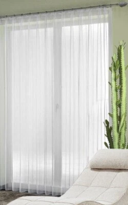 Wirth Fertigstore Samoa Voile/Längsstreifen mit Faltenband Farbe weiss/weiss - Bild 1 von 2