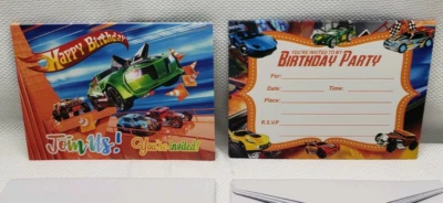 16 invitaciones de fiesta de autos de carreras con sobres invitaciones de fiesta de cumpleaños para niños niños Foto 1 de 4
