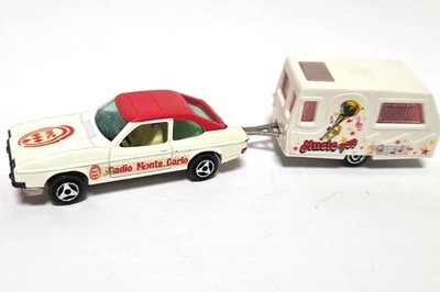 gebraucht! Majorette No.368 Ford Capri mit Wohnwagen Radio Monte Carlo weiss - Bild 1 von 2