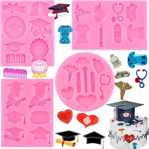 Krankenschwester Abschluss Thema Fondant Formen Hut Stethoskop Thermometer Rosa - Bild 1 von 9