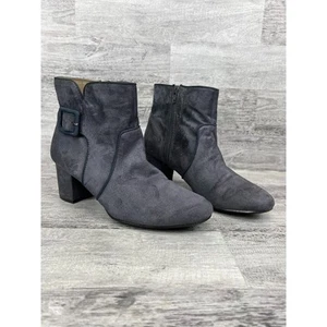 White Mountain Womens Gray Ankle Boots With Block Heel & Side Zip Size 10M - Picture 1 of 8