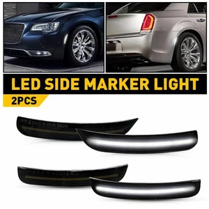 4x LED Front Rear Side Marker Light Smoke Len White Light For 15-23 Chrysler 300 - Picture 1 of 14