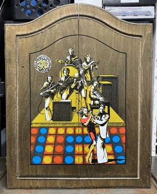 Vintage 8 Track Tape Storage Cabinet Wooden Disco Rock & Roll Graphic 20”X 16” - Image 1 of 4