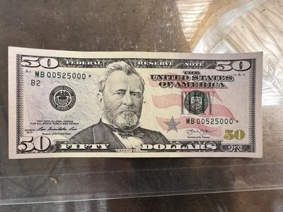 Crispy $50  FIFTY Dollar/Series 2013/STAR NOTE,RearFancySerial 00525000*May25 - Image 1 of 4