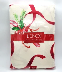 Lenox Candy Cane Ribbon Christmas Cloth Tablecloth 60 x 84" Oblong-NEW! - Picture 1 of 4