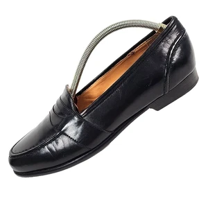 Vintage Bragano Italien Leder Penny Halbschuhe Herren 9,5 M schwarz elegante Schuhe Slipper - Bild 1 von 15