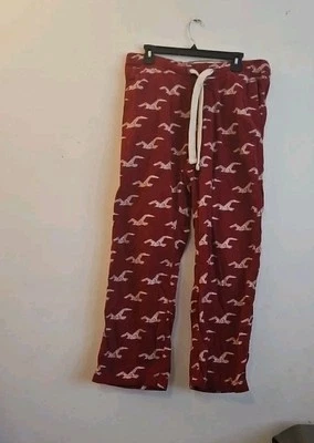 Pantalones de salón Hollister talla mediana pijama ropa de salón rojo logotipo de pájaro franela C12LQ07 Foto 1 de 4