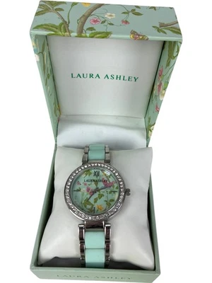 Reloj Pulsera Laura Ashley Floral Bisel Cristal Correa Verde Menta Foto 1 de 4