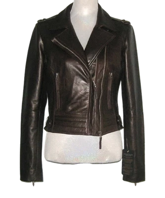 Chaqueta Bod & Christensen BLAKE Cuero BIKER/MOTO Mujer L Marrón Precio de venta sugerido por el fabricante $395 Nueva con etiquetas Foto 1 de 4
