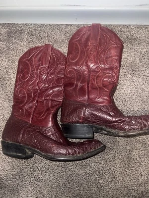 Botas de Vaquero Los Altos Para Hombres Piel de Cocodrilo Genuina Borgoña Occidental Foto 1 de 4