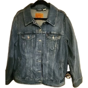 Levi Red Tab Damen Jeans Trucker Grunge Jacke Stern Nieten Waschung Denim Gr. 2X - Bild 1 von 8