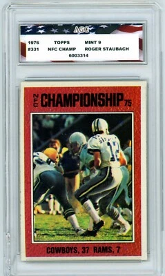 1976 Topps #331 Roger Staubach NFC Championship Dallas Cowboys AGC 9 Mint - Image 1 of 2