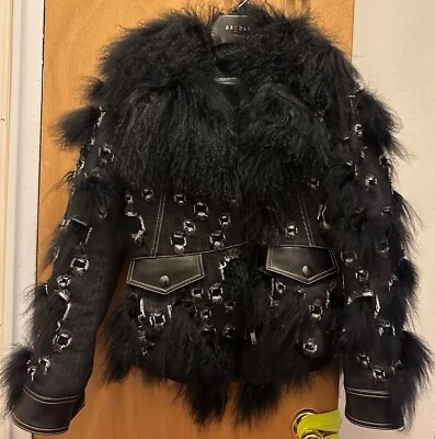 Chaqueta de mezclilla Sonia Rykiel de piel de mango y algodón negra talla 36 Foto 1 de 4