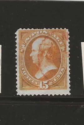US Scott #152 used 15c orange Webster 1870 bank note, red cancel, f/vf sound - Image 1 of 2