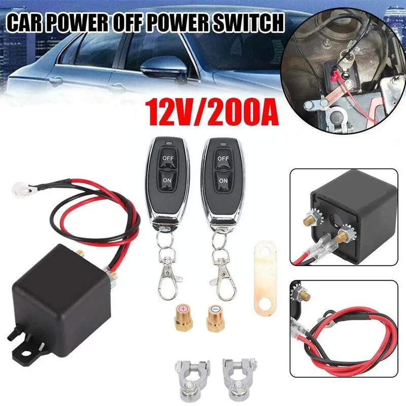 Relé interruptor batería coche 12V 200A aislador remoto inalámbrico herramienta de control de corte Foto 1 de 4