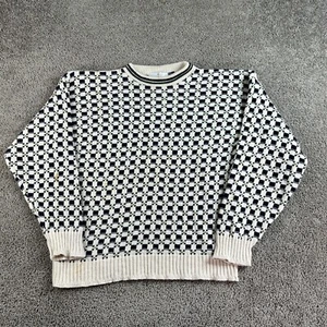 VINTAGE Bill Blass Sweater Mens L Blue Ivory Textured Hand Framed Grandpa USA - Picture 1 of 15