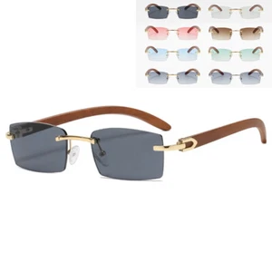 Rectangle Rimless Sunglasses Men Women Ocean Color Outdoor Eyewear Vintage UV400 - Imagen 1 de 19