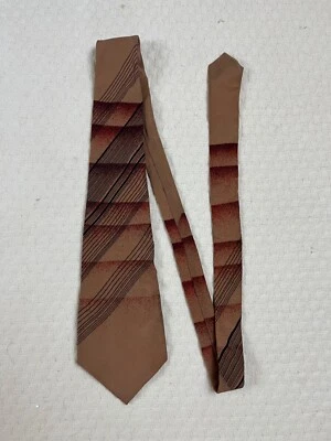 Franck Oliver абстрактный шелковый галстук Париж коричневый геометрические полосы ретро | 4,5 «W 56» L - Изображение 1 из 4