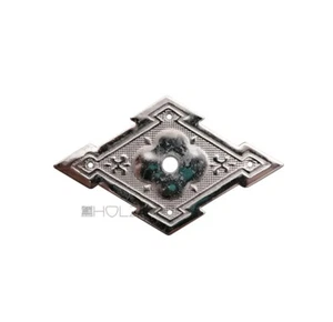 Möbelbeschlag antik Messing vernickelt Schubladengriff Rosette 64 mm - Bild 1 von 1