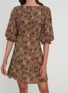 Faithfull The Brand Fontane Mini Dress Charlie Leopard Size S (8) BNWT - Picture 1 of 9